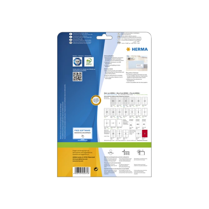 Etiket HERMA 5075 A4 99.1x33.8 mm premium 400stuks wit