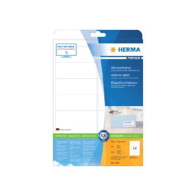 Etiket HERMA 5076 99.1x38.1mm premium wit 350stuks