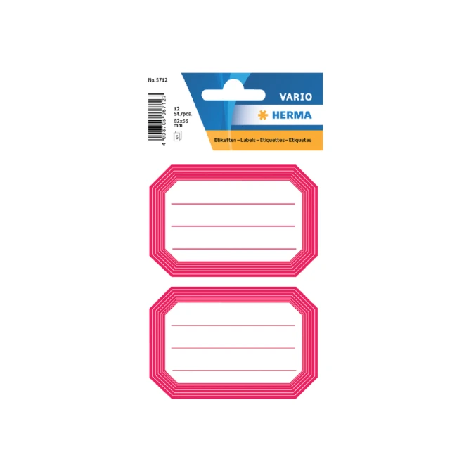 Etiket HERMA 5712 82x55mm schrift rode rand 12stuks