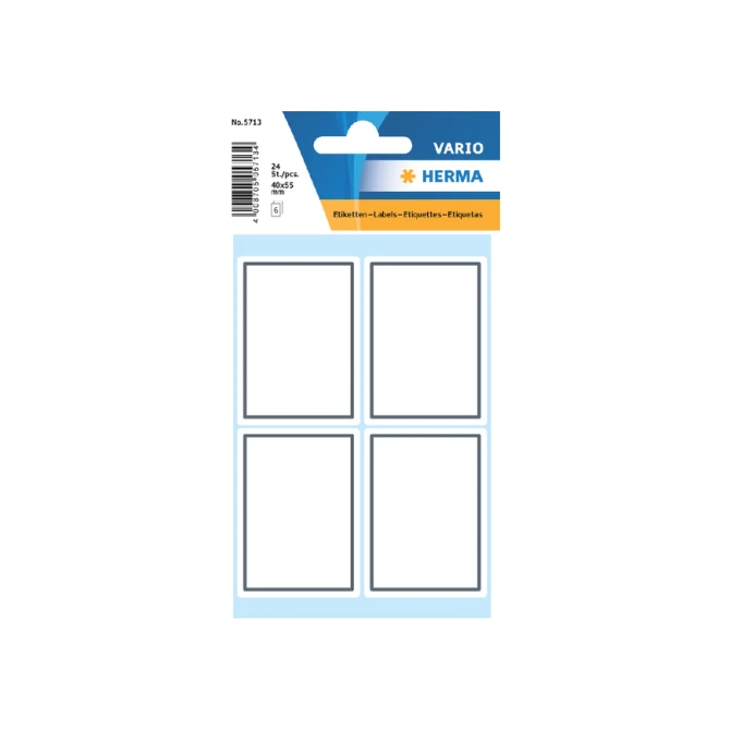 Etiket HERMA 5713 40x55mm schrift grijs kader 24stuks