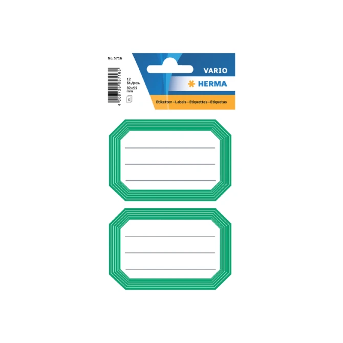 Etiket HERMA 5716 82x55mm schrift groene rand 12stuks