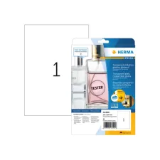 Etiket HERMA 8020 210x297mm transparant 25 etiketten