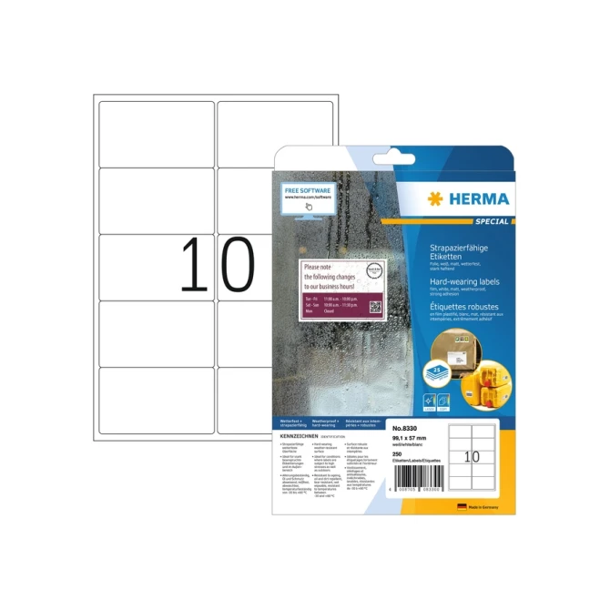Etiket HERMA 8330 99.1x57mm weerbestendig wit 250 etiketten