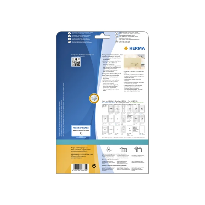 Etiket HERMA 8671 A4 99.1x38.1mm folie transparant mat 350st