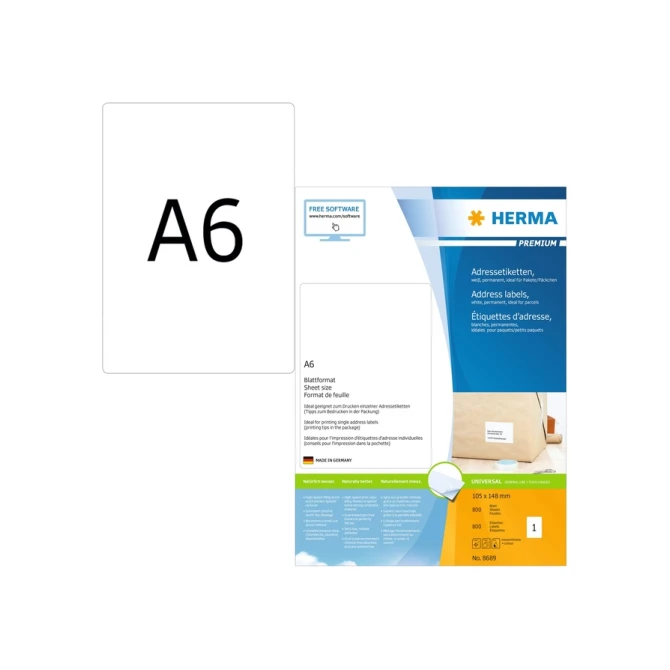 Etiket HERMA 8689 105x148mm Premium wit 800 etiketten