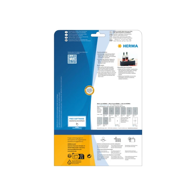 Etiket HERMA 8895 210x297mm A4 10 stuks glossy wit