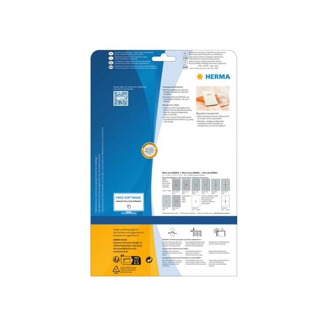 Etiket HERMA 8964 210x297mm transparant glanzend 10stuks