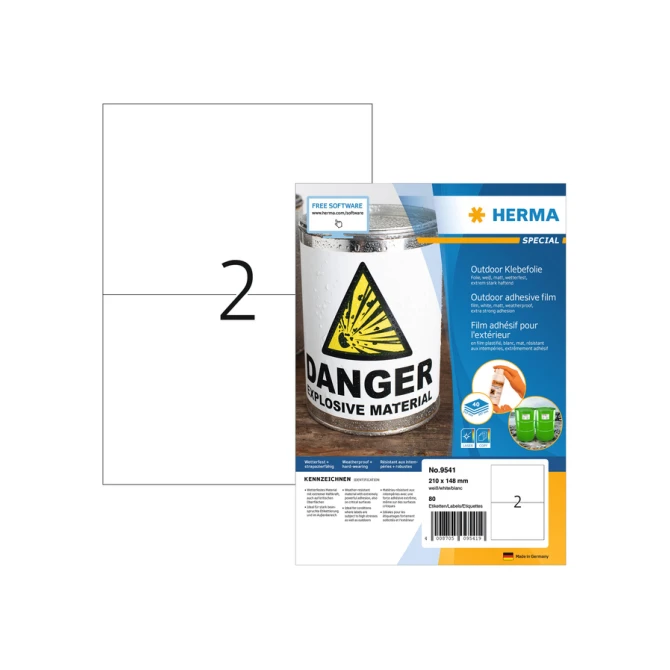 Etiket HERMA 9541 210x148mm weerbestendig wit 80stuks
