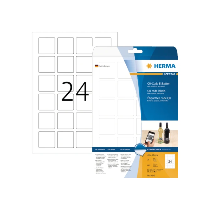 Etiket HERMA 9642 40x40mm QR-code wit 600stuks
