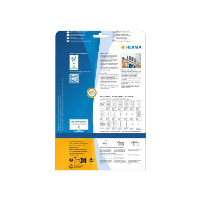 Etiket HERMA Power 10902 45.7x21.2mm wit 1200stuks