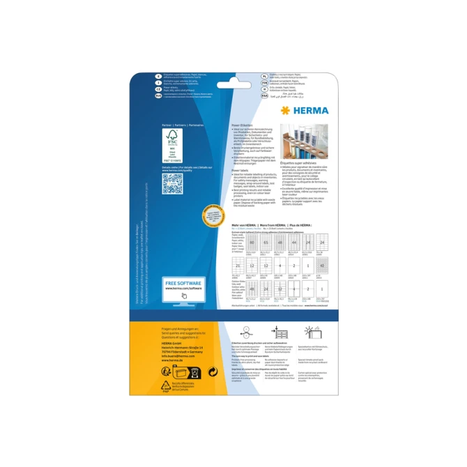 Etiket HERMA Power 10911 210x297mm wit 25stuks
