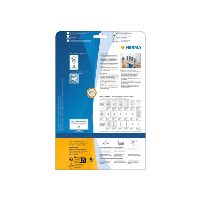 Etiket HERMA Power 10913 38.1x21.2mm wit 1625 stuks