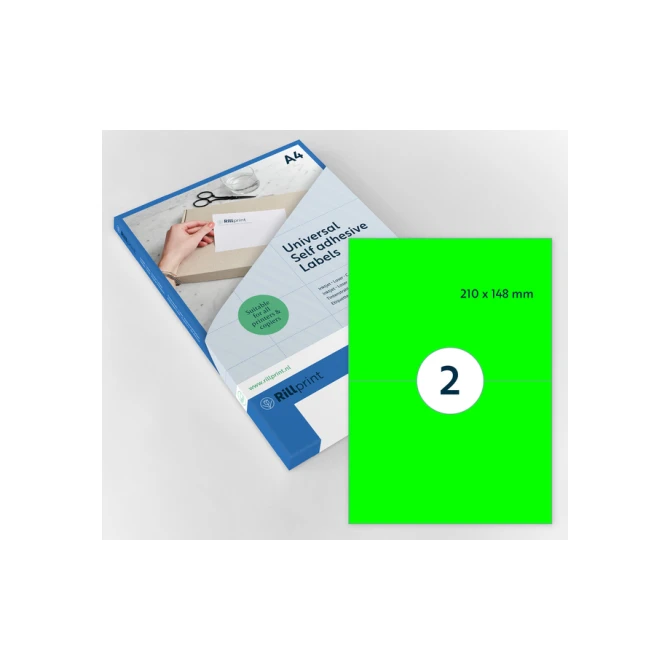 Etiket Rillprint 210x148mm fluorgroen 200 etiketten