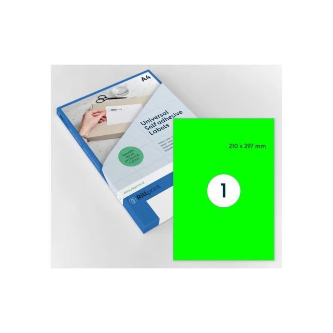 Etiket Rillprint 210x297mm fluorgroen 100 etiketten