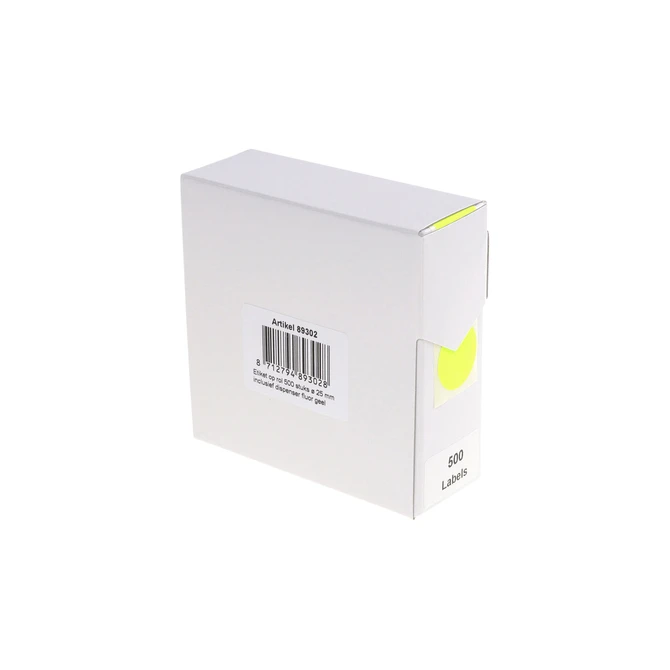 Etiket Rillprint 25mm 500st op rol fluor geel