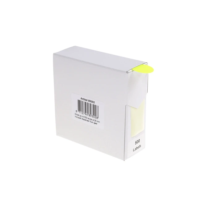 Etiket Rillprint 25mm 500st op rol fluor geel