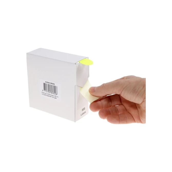 Etiket Rillprint 25mm 500st op rol fluor geel