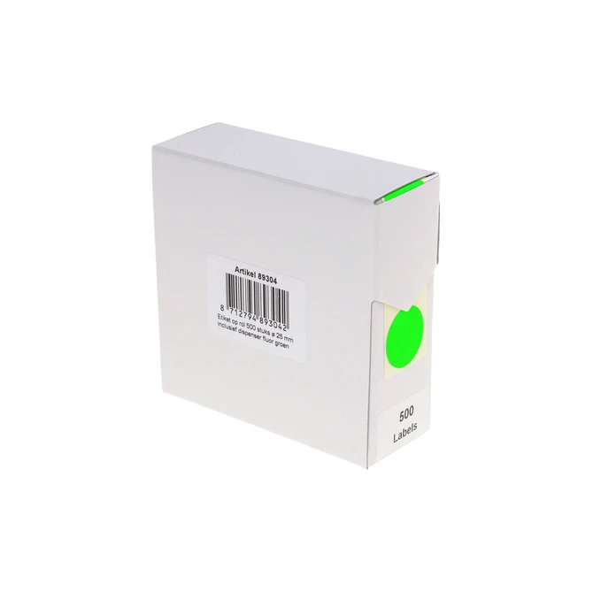 Etiket Rillprint 25mm 500st op rol fluor groen