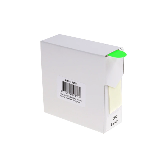 Etiket Rillprint 25mm 500st op rol fluor groen