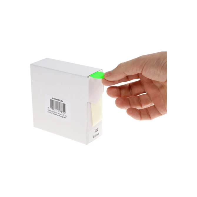 Etiket Rillprint 25mm 500st op rol fluor groen