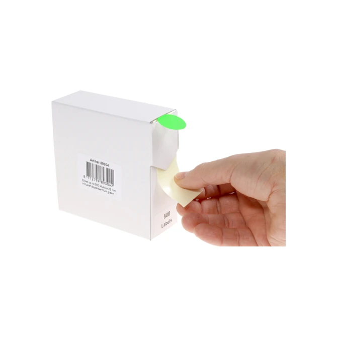Etiket Rillprint 25mm 500st op rol fluor groen