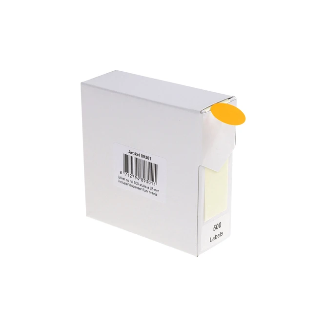 Etiket Rillprint 25mm 500st op rol fluor oranje