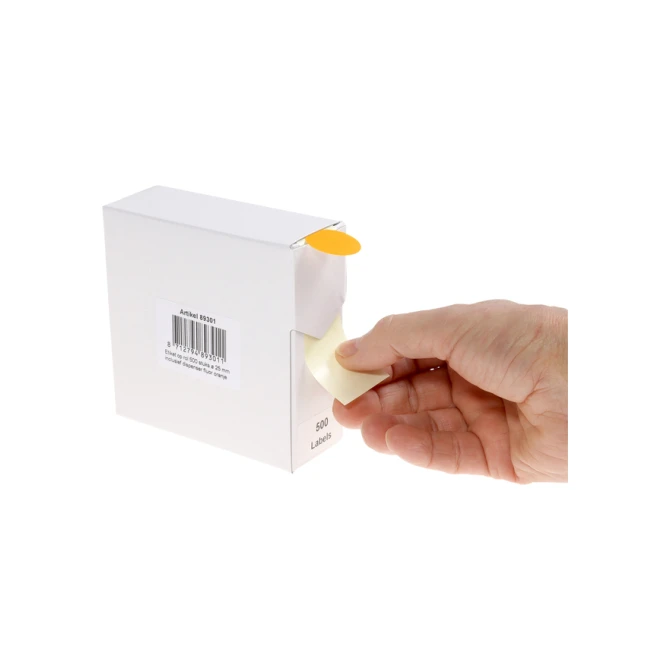 Etiket Rillprint 25mm 500st op rol fluor oranje