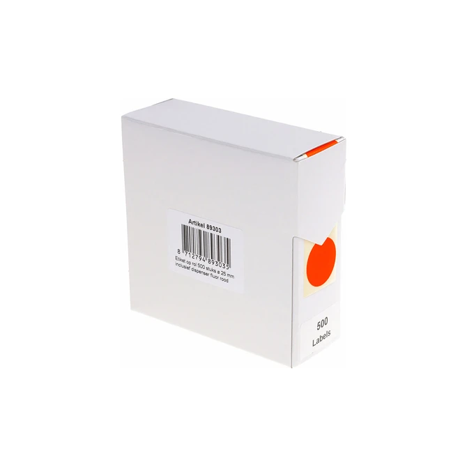 Etiket Rillprint 25mm 500st op rol fluor rood