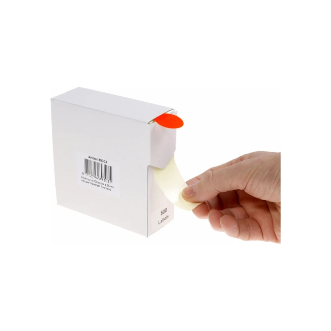 Etiket Rillprint 25mm 500st op rol fluor rood