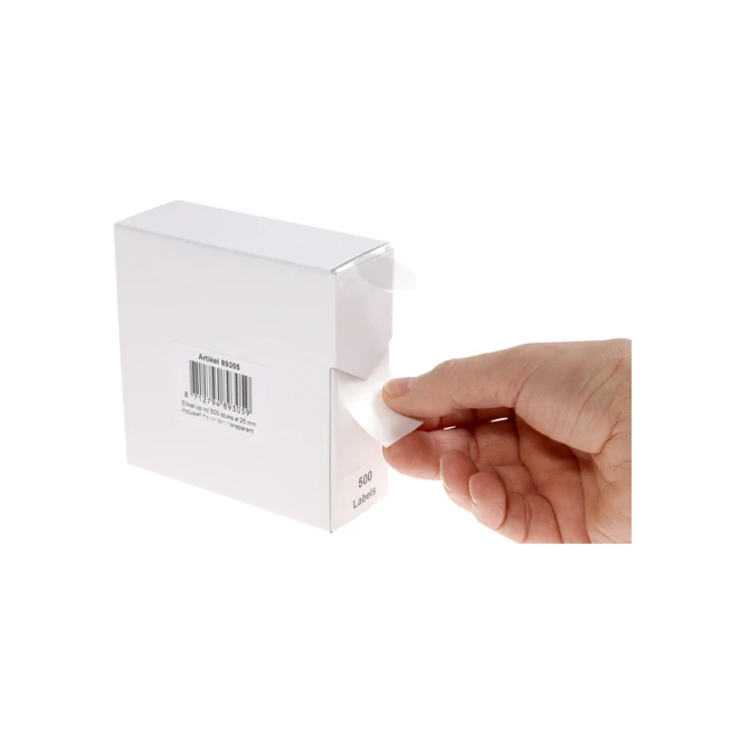 Etiket Rillprint 25mm 500st op rol transparant