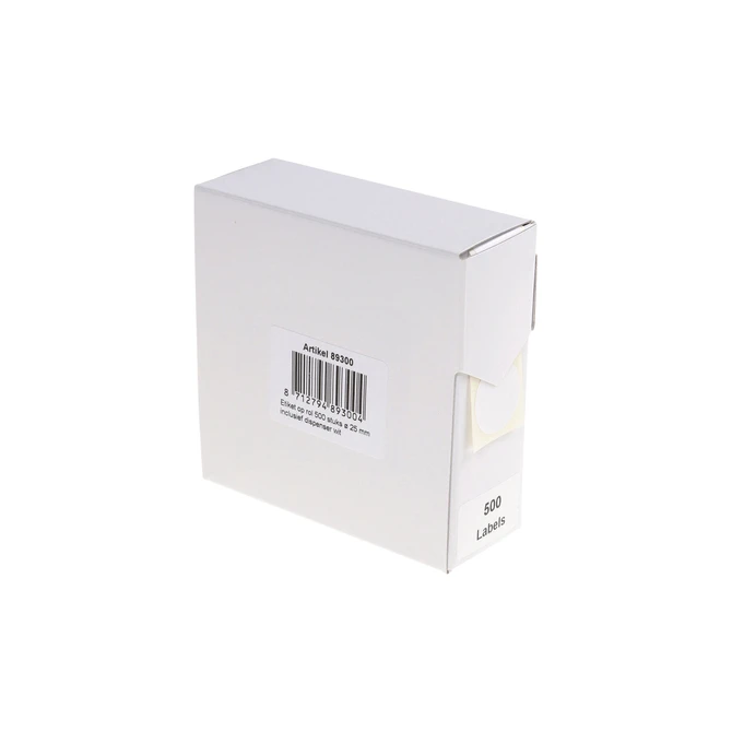 Etiket Rillprint 25mm 500st op rol wit