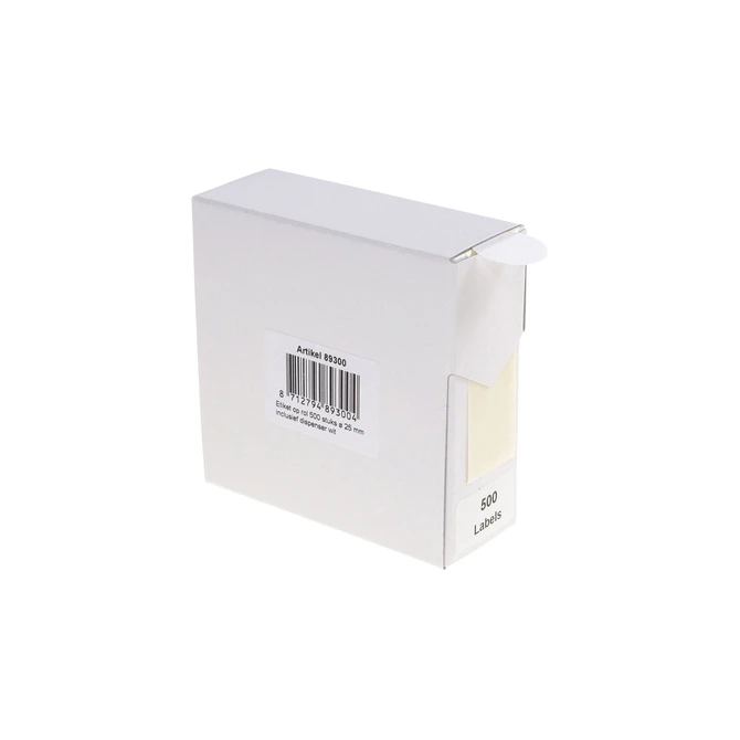 Etiket Rillprint 25mm 500st op rol wit