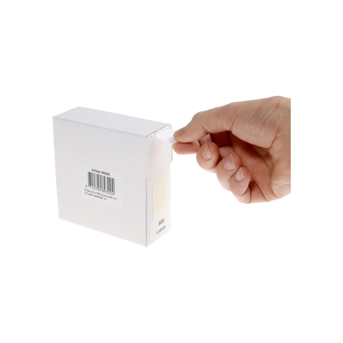 Etiket Rillprint 25mm 500st op rol wit