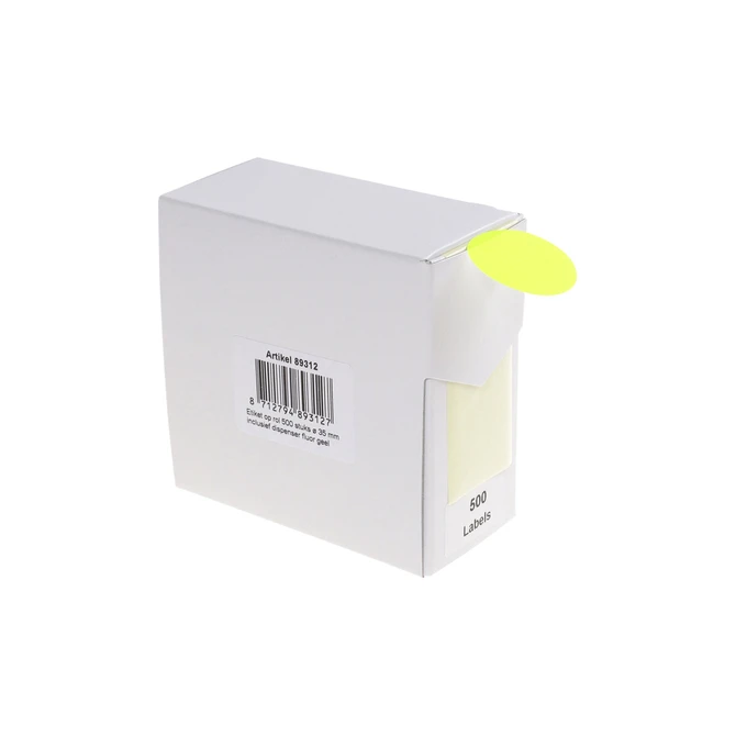 Etiket Rillprint 35mm 500st op rol fluor geel