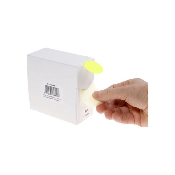 Etiket Rillprint 35mm 500st op rol fluor geel