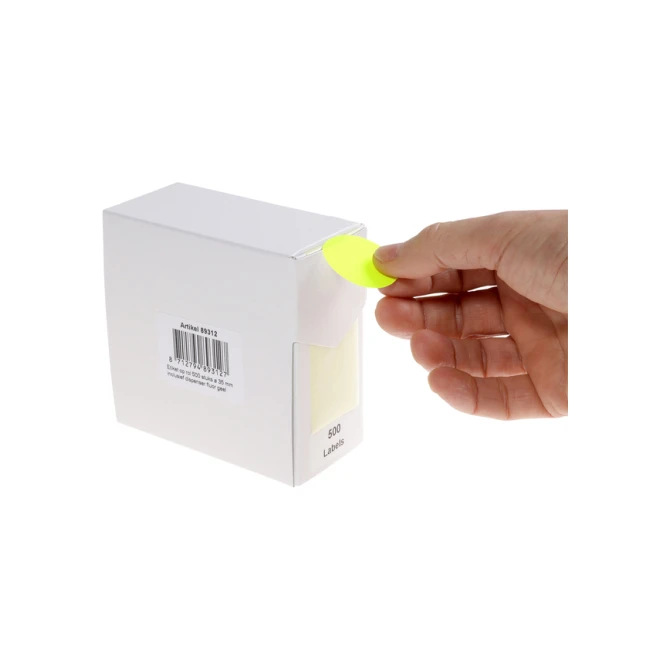 Etiket Rillprint 35mm 500st op rol fluor geel