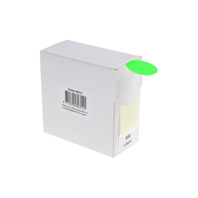 Etiket Rillprint 35mm 500st op rol fluor groen