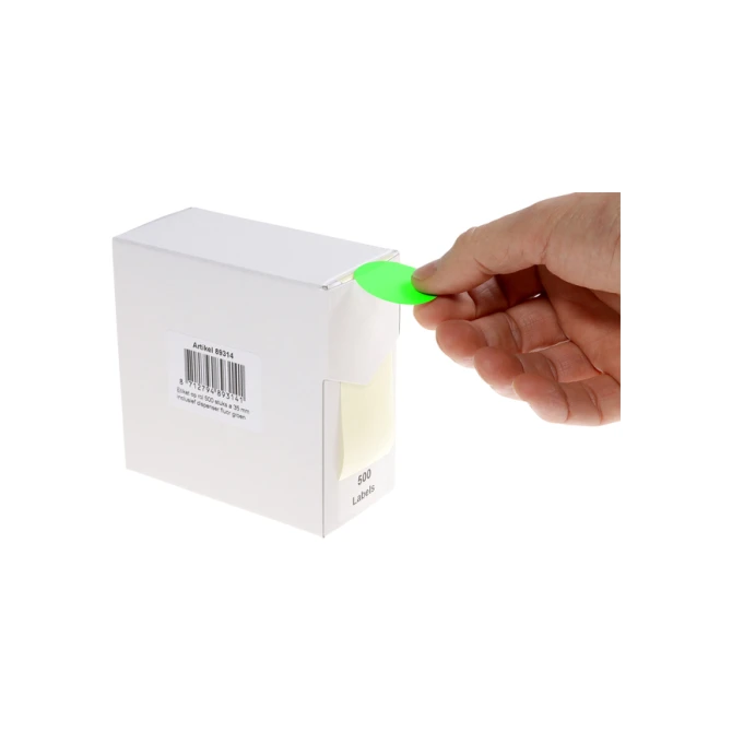 Etiket Rillprint 35mm 500st op rol fluor groen