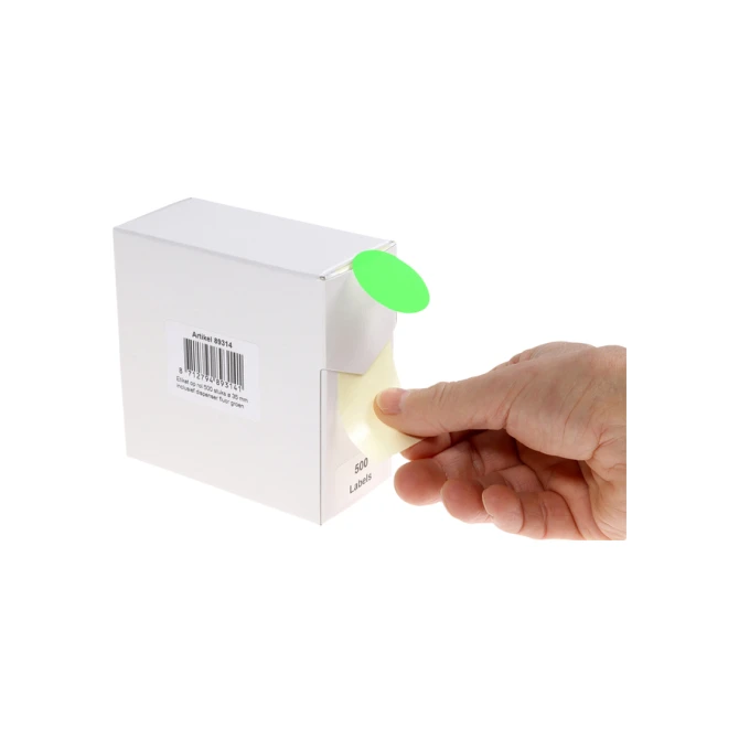 Etiket Rillprint 35mm 500st op rol fluor groen