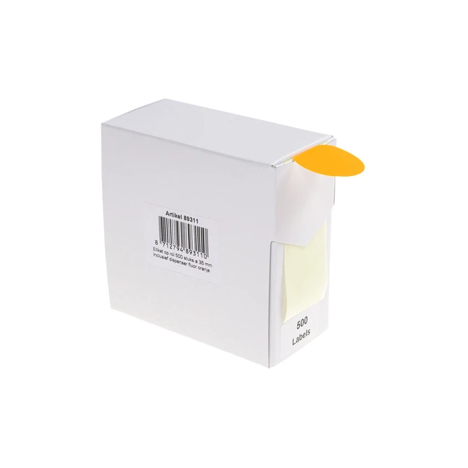 Etiket Rillprint 35mm 500st op rol fluor oranje