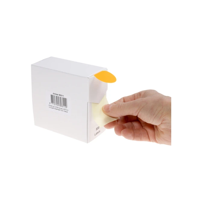 Etiket Rillprint 35mm 500st op rol fluor oranje