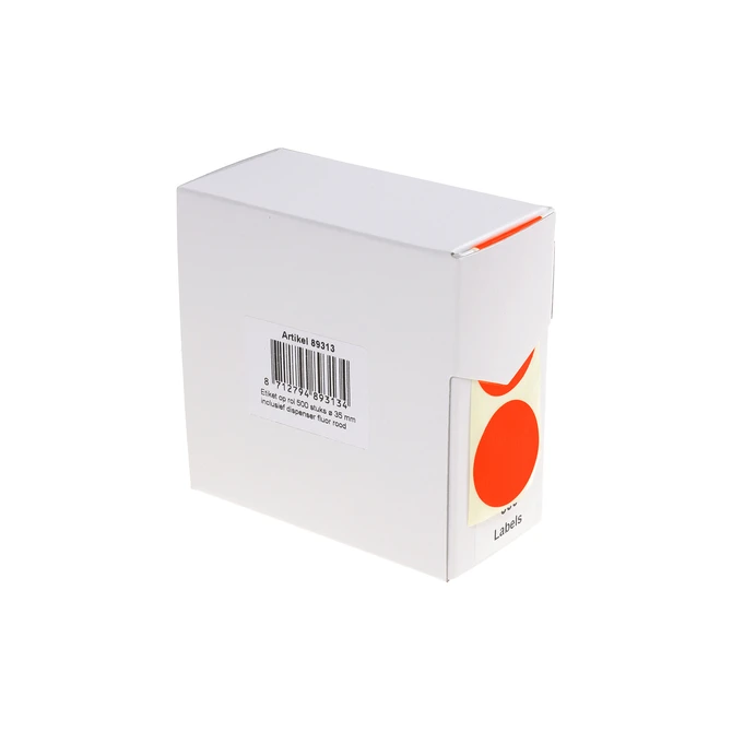 Etiket Rillprint 35mm 500st op rol fluor rood