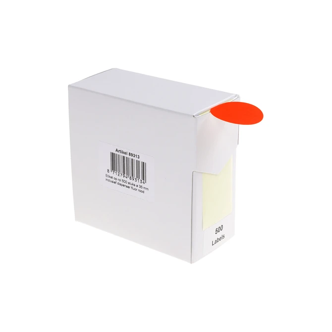 Etiket Rillprint 35mm 500st op rol fluor rood