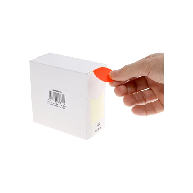 Etiket Rillprint 35mm 500st op rol fluor rood