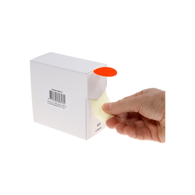 Etiket Rillprint 35mm 500st op rol fluor rood