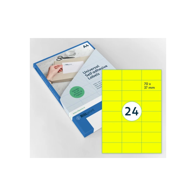 Etiket Rillprint 70x37mm fluorgeel 2400 etiketten
