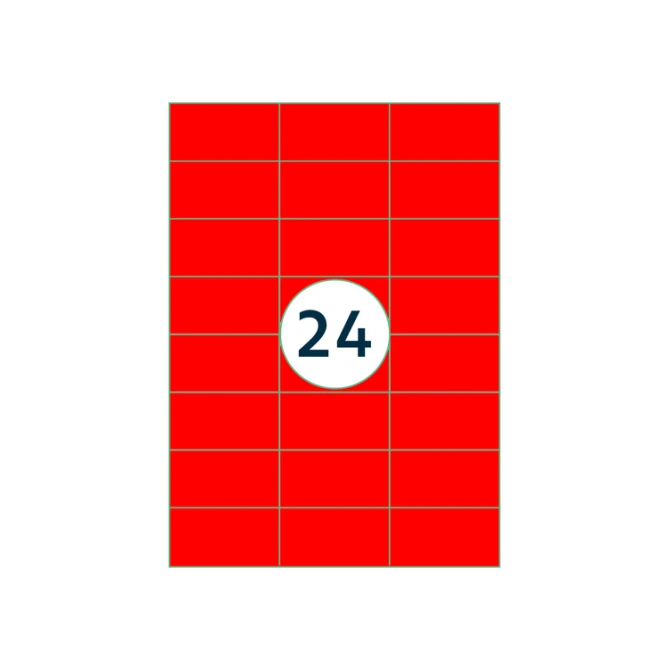 Etiket Rillprint 70x37mm fluorrood 2400 etiketten