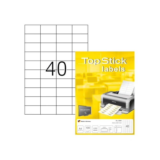 Etiket TopStick 8698 52.5x29.7mm wit 4000 stuks