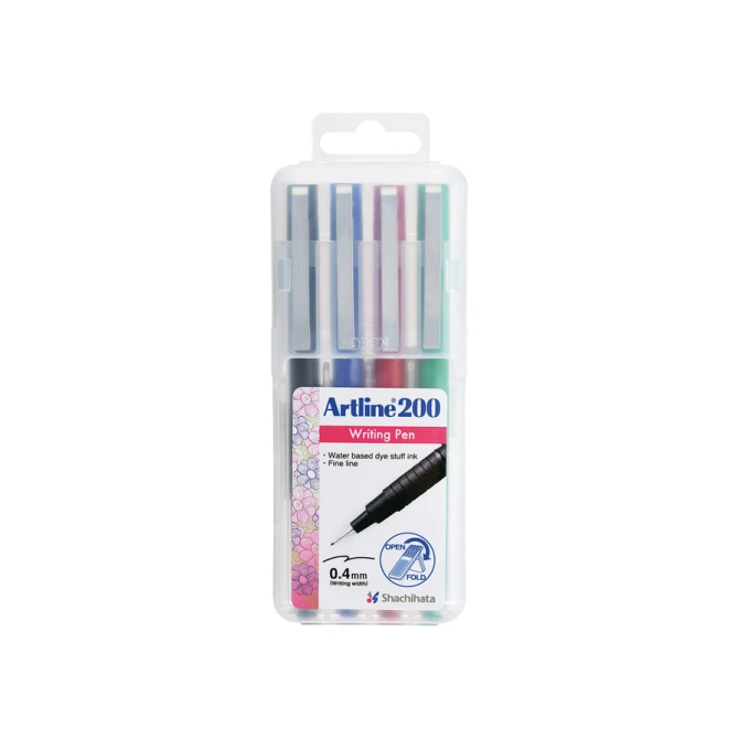 Fineliner Artline 200 rond fijn asssorti 4 stuks