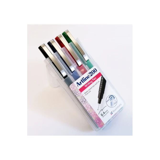 Fineliner Artline 200 rond fijn asssorti 4 stuks